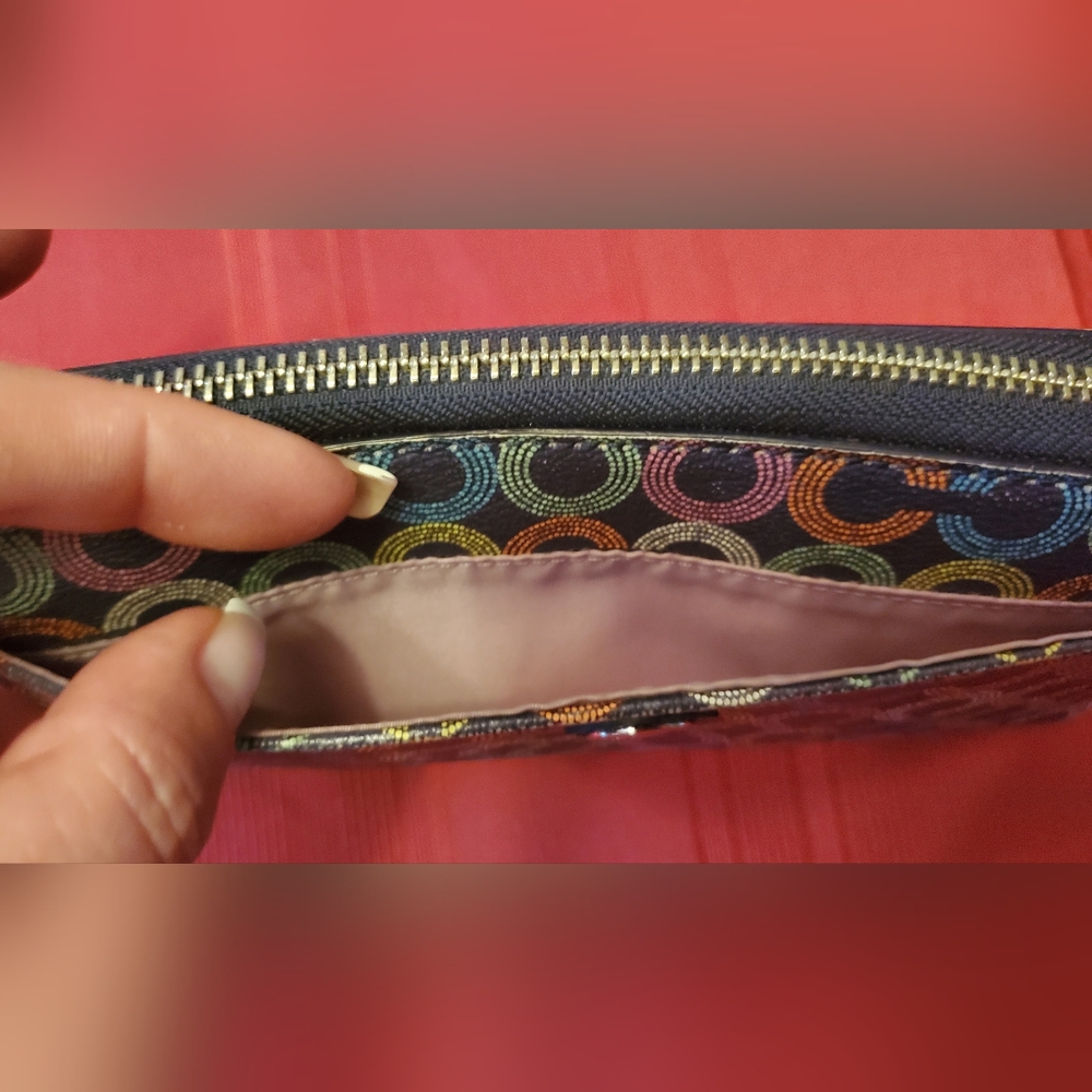 Coach Navy & Multi Color Signature C Wallet - Picture 4 of 8
